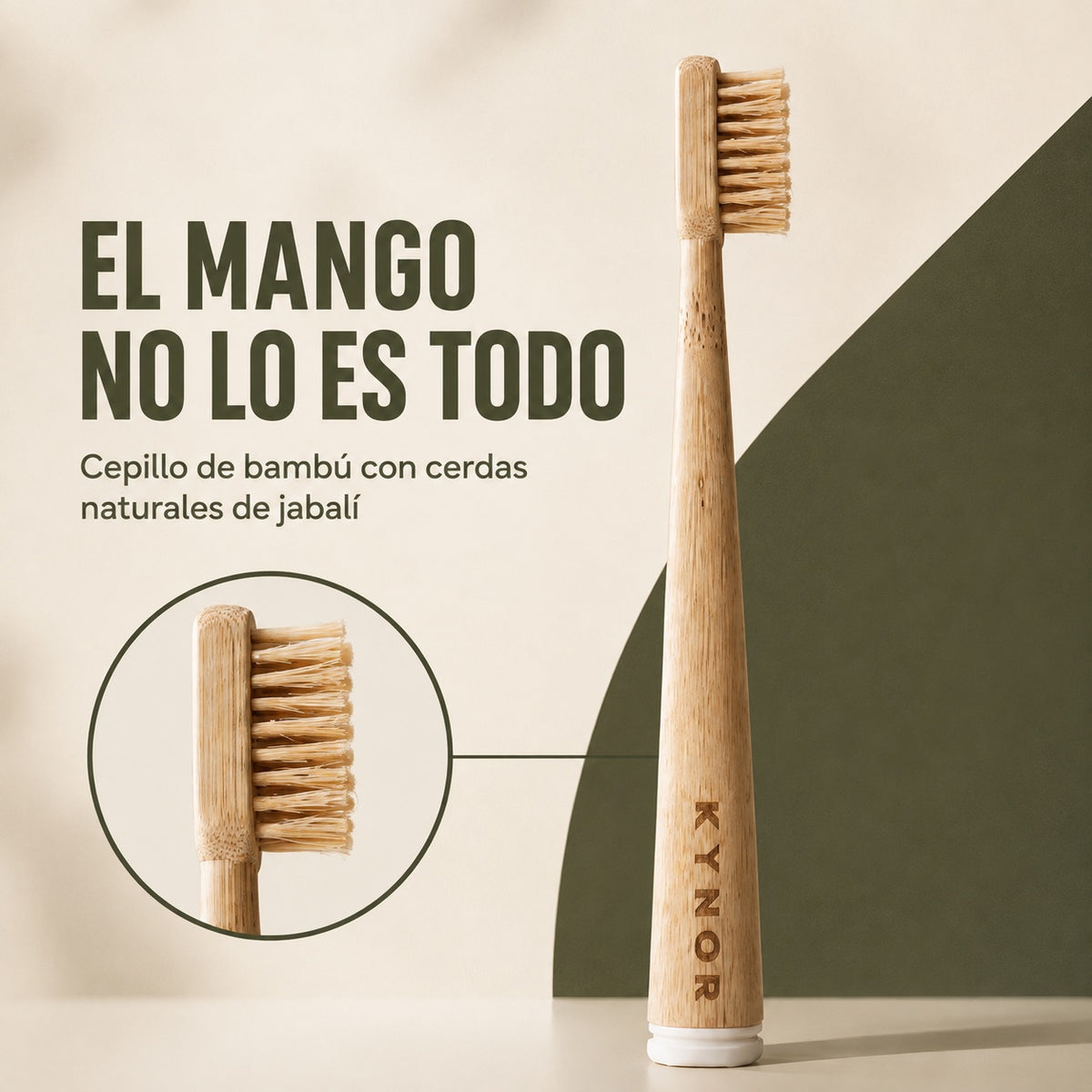 Cepillo de dientes KYNORI con mango de bambú y cerdas naturales de jabalí