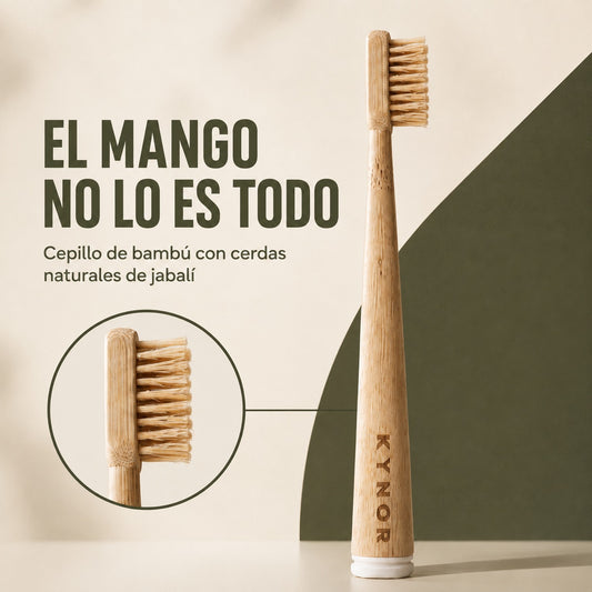 Cepillo de dientes KYNORI con mango de bambú y cerdas naturales de jabalí